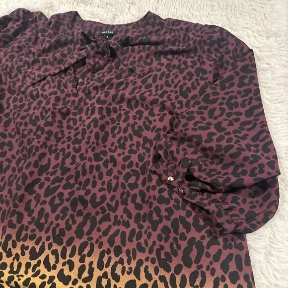 Torrid womens cheetah print ombre blouse 3 sheer sexy curvy - Picture 4 of 13